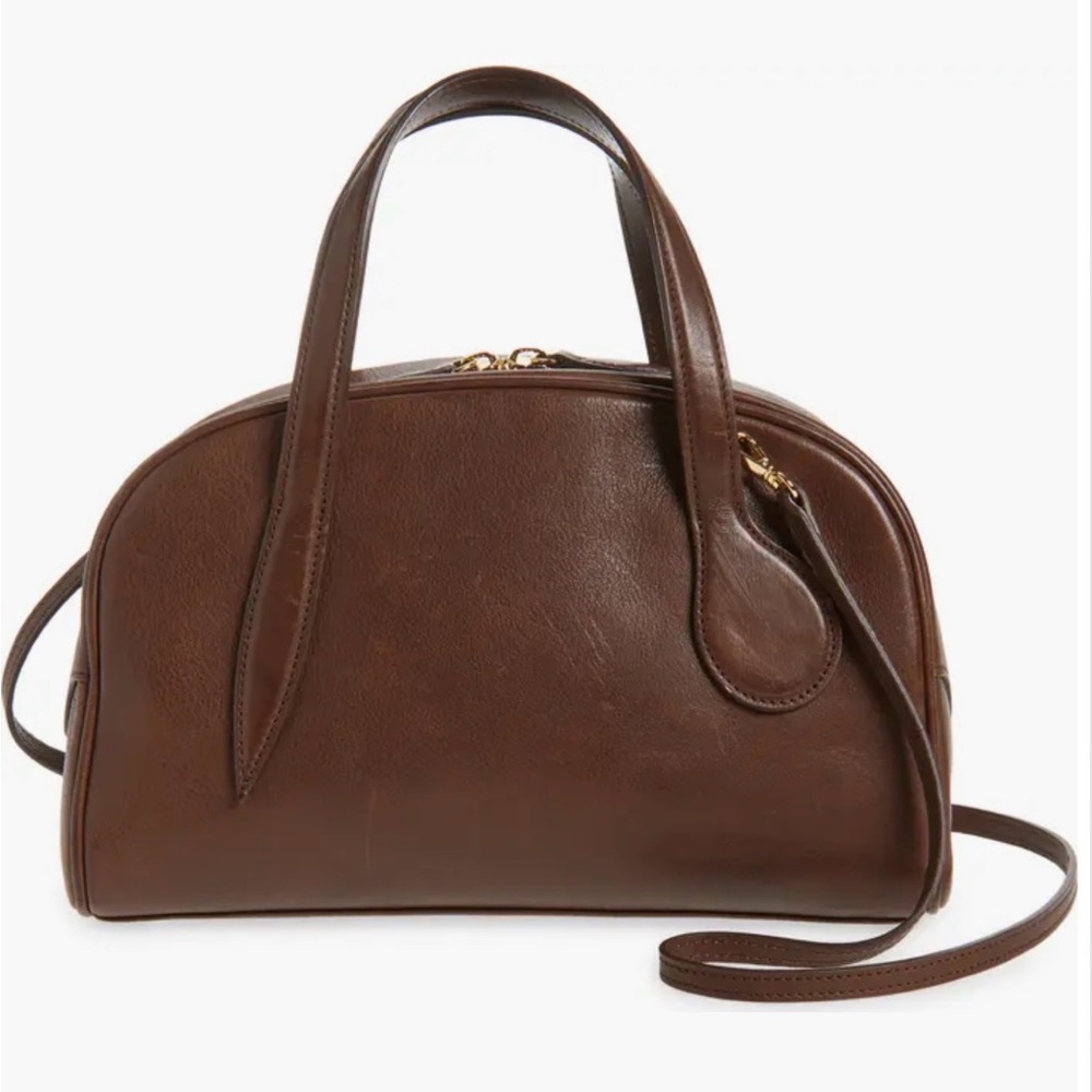 LIFFNER Bowling Crossbody Bag Brown Leather